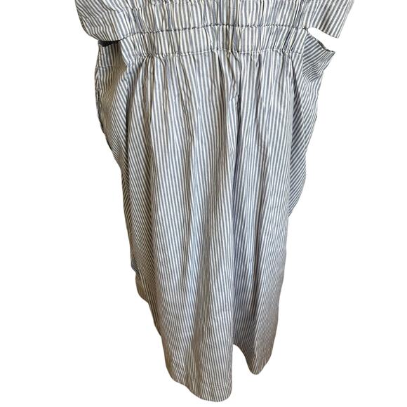 Old Navy Shirt Dress Size XXL Blue White Stripe Open Cutout Sides Long Ruching - Picture 8 of 12